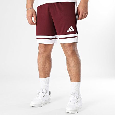 Adidas Sportswear - Short Jogging A Bandes Squa25 JC8677 Bordeaux