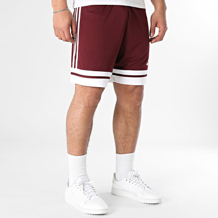 Adidas Sportswear - Short Jogging A Bandes Squa25 JC8677 Bordeaux