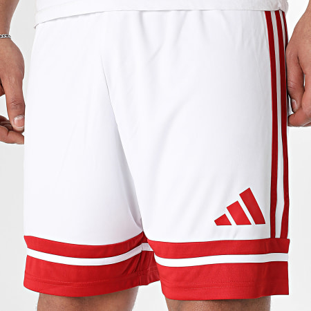 Adidas Sportswear - Short Jogging A Bandes Squa25 JH3404 Blanc Rouge
