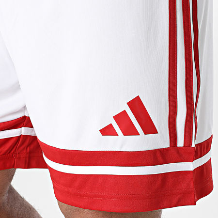 Adidas Sportswear - Short Jogging A Bandes Squa25 JH3404 Blanc Rouge