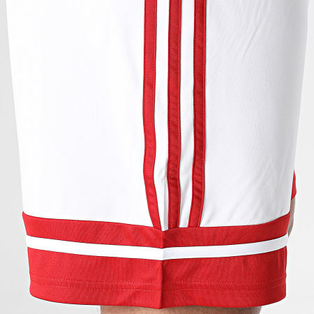Adidas Sportswear - Short Jogging A Bandes Squa25 JH3404 Blanc Rouge
