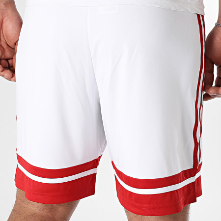 Adidas Sportswear - Short Jogging A Bandes Squa25 JH3404 Blanc Rouge