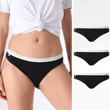 Lacoste - Set van 3 klassieke G-strings voor dames Zwart