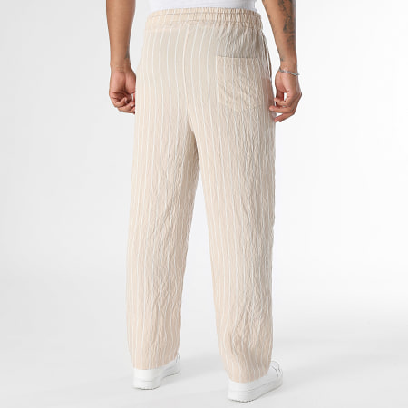LBO - Pantalón Large A Rayas 0386 Beige Blanco
