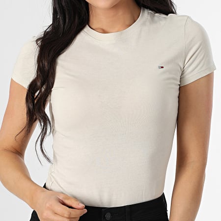 Tommy Jeans - Tee Shirt Femme Slim 0459 Beige