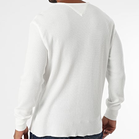 Tommy Jeans - Tee Shirt Manches Longues Waffle Henley 0379 Blanc