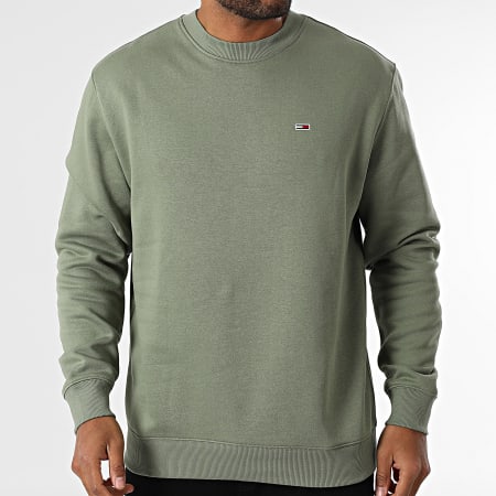 Tommy Jeans - Sweat Crewneck Flag Fleece 0741 Vert Kaki