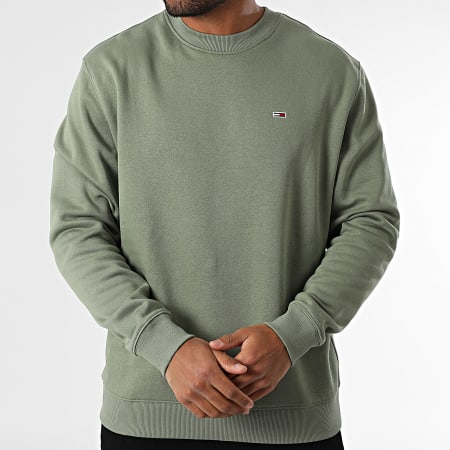 Tommy Jeans - Sweat Crewneck Flag Fleece 0741 Vert Kaki