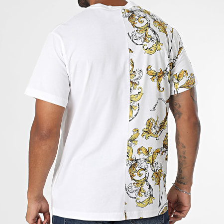 Versace Jeans Couture - Tee Shirt Poche Barocco Outline 78GAH609-JS458 Blanc Doré Renaissance