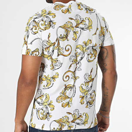 Versace Jeans Couture - Tee Shirt Slim All Over 78GAHS0-JS458 Blanc Jaune Renaissance