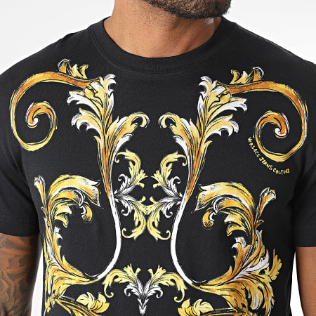 Versace Jeans Couture - Tee Shirt Barocco Outline 78GAH6SB-JS461 Noir Doré Renaissance