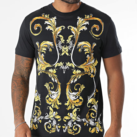Versace Jeans Couture - Tee Shirt Barocco Outline 78GAH6SB-JS461 Noir Doré Renaissance