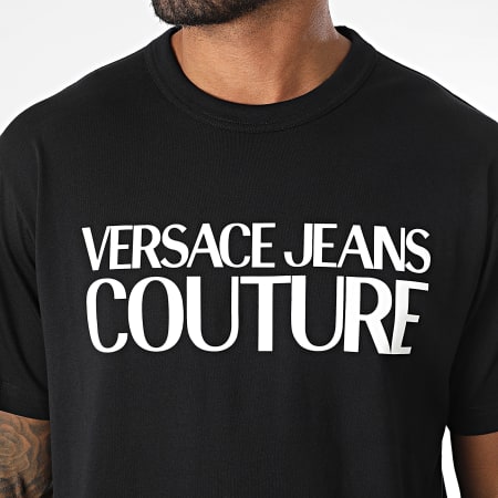 Versace Jeans Couture - Tee Shirt Logo Patent 78GAHE05-CJ00E Noir Blanc