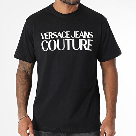 Versace Jeans Couture - Tee Shirt Logo Patent 78GAHE05-CJ00E Noir Blanc