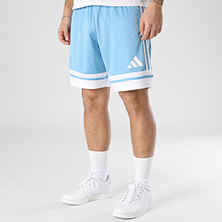 Adidas Sportswear - Short Jogging Squa 25 JH3407 Bleu Clair Blanc