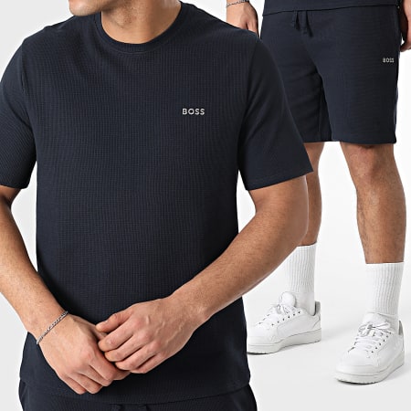 BOSS - Ensemble Tee Shirt Et Short Jogging Waffle 50535891 50535884 Bleu Marine