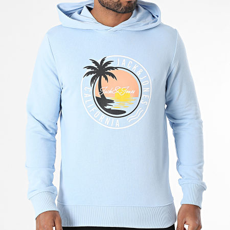 Jack And Jones - Sweat Capuche Palm Bleu Clair