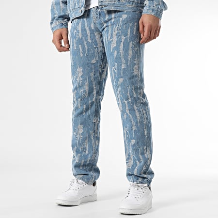 John H - Ensemble Veste Jean Et Jean Bleu Denim