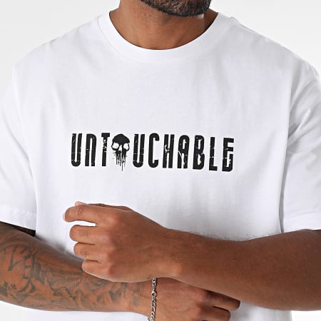 Mac Tyer Untouchable - Tee Shirt Oversize Painted Skull Blanc