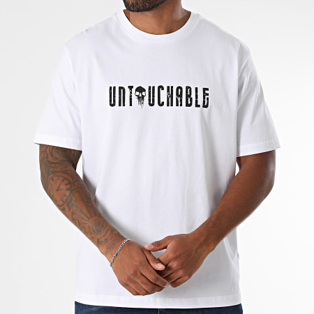 Mac Tyer Untouchable - Tee Shirt Oversize Painted Skull Blanc