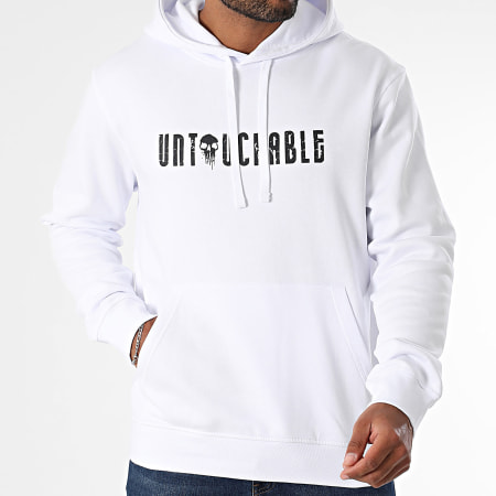 Mac Tyer Untouchable - Sweat Capuche Painted Skull Blanc Noir