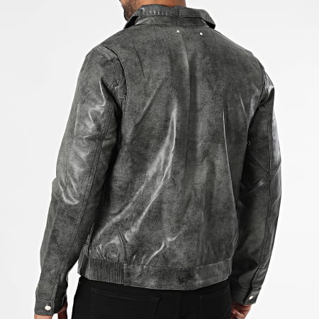 Uniplay - Chaqueta Simili Cuero Negra Jaspeada