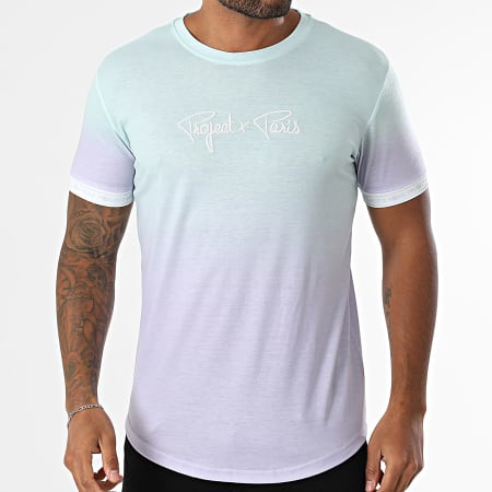 Project X Paris - Tee Shirt 2410092 Vert Clair Lilas Dégradé