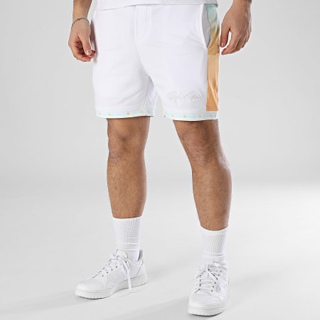 PXP - Short Jogging A Bandes 2440092 Blanc Vert Orange