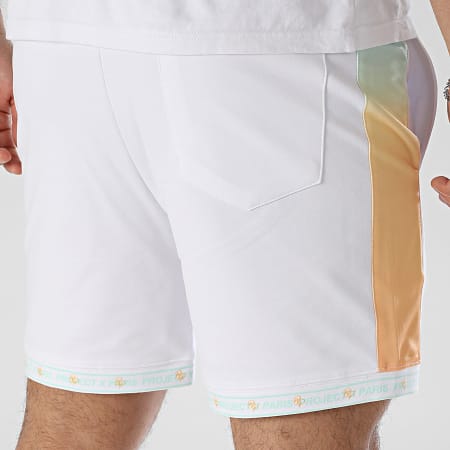 PXP - Short Jogging A Bandes 2440092 Blanc Vert Orange