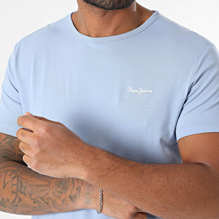 Pepe Jeans - Tee Shirt Slim Original Basic PM508212 Bleu Clair