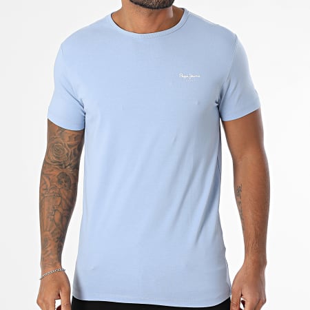 Pepe Jeans - Tee Shirt Slim Original Basic PM508212 Bleu Clair