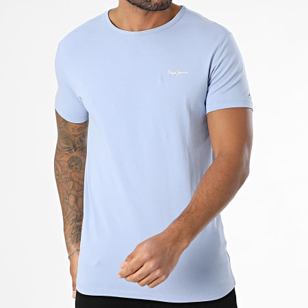 Pepe Jeans - Tee Shirt Slim Original Basic PM508212 Bleu Clair