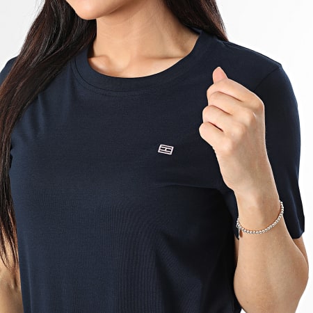 Tommy Hilfiger - Tee Shirt Femme Contrast 5522 Bleu Marine