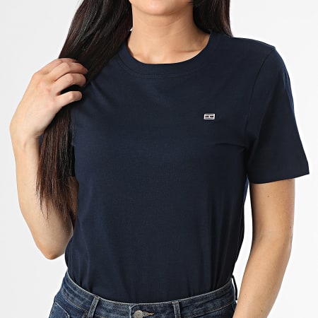 Tommy Hilfiger - Tee Shirt Femme Contrast 5522 Bleu Marine