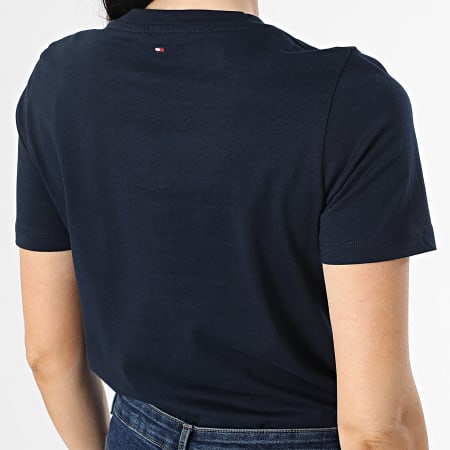 Tommy Hilfiger - Tee Shirt Femme Contrast 5522 Bleu Marine