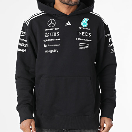 Adidas Sportswear - Sweat Capuche A Bandes Mercedes AMG JW5385 Noir Blanc