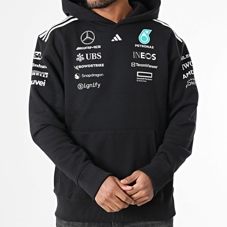 Adidas Sportswear - Sweat Capuche A Bandes Mercedes AMG JW5385 Noir Blanc