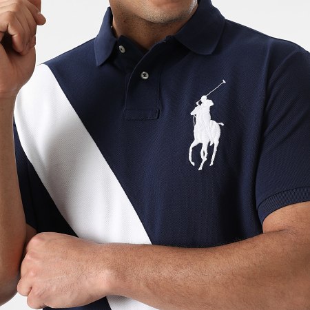 Polo Ralph Lauren - Polo Slim Fit personalizado de manga curta Big Player Azul-marinho Branco
