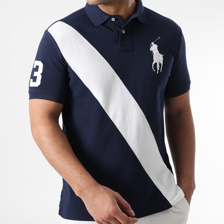 Polo Ralph Lauren - Polo Slim Fit personalizado de manga curta Big Player Azul-marinho Branco