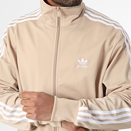 Adidas Originals - Veste Zippée A Bandes Firebird IY9888 Beige Blanc