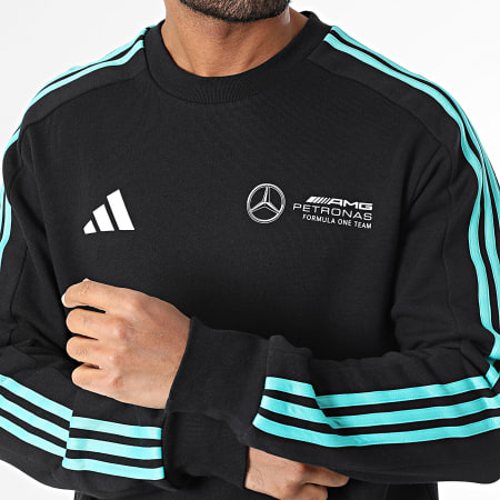 Adidas Sportswear - Sweat Crewneck A Bandes Mercedes AMG JV5427 Noir Blanc Bleu Turquoise