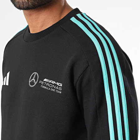 Adidas Sportswear - Sweat Crewneck A Bandes Mercedes AMG JV5427 Noir Blanc Bleu Turquoise
