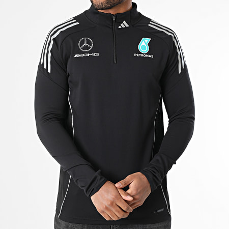Adidas Sportswear - Sweat Col Zippé A Bandes Mercedes AMG JX8267 Noir Réfléchissant