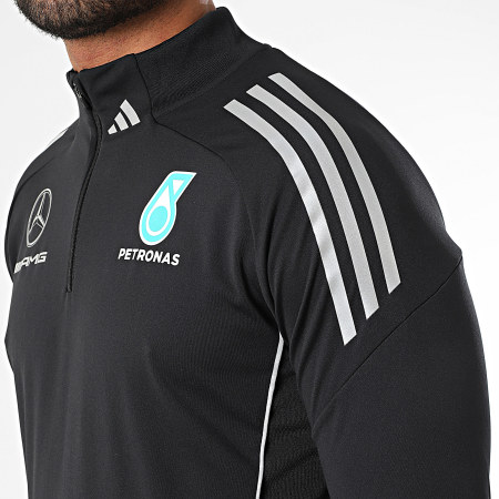 Adidas Sportswear - Sweat Col Zippé A Bandes Mercedes AMG JX8267 Noir Réfléchissant