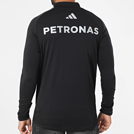 Adidas Sportswear - Sweat Col Zippé A Bandes Mercedes AMG JX8267 Noir Réfléchissant