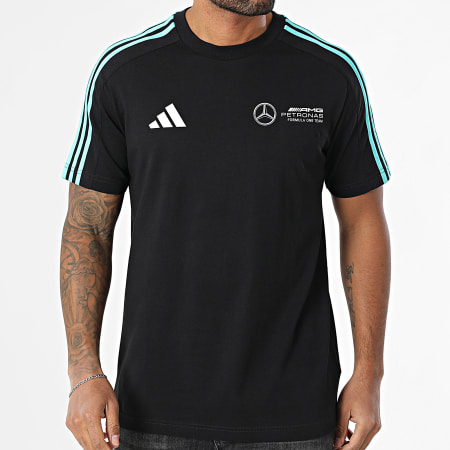 Adidas Sportswear - Tee Shirt A Bandes Mercedes AMG JV5425 Noir Blanc Bleu Turquoise