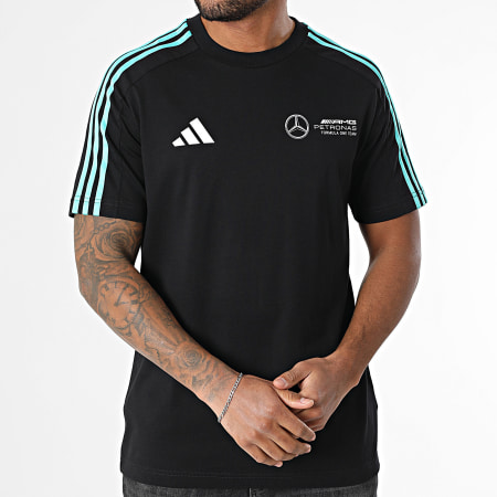 Adidas Sportswear - Tee Shirt A Bandes Mercedes AMG JV5425 Noir Blanc Bleu Turquoise