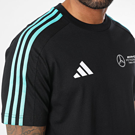 Adidas Sportswear - Tee Shirt A Bandes Mercedes AMG JV5425 Noir Blanc Bleu Turquoise