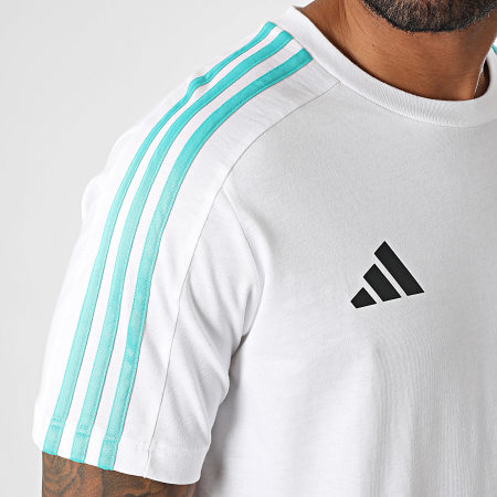 Adidas Sportswear - Tee Shirt A Bandes Mercedes AMG JV5457 Blanc Noir Bleu Turquoise