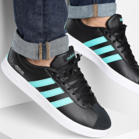 Adidas Sportswear - Baskets VL Court Mer JR1068 Core Black Semi Mint Rush Footwear White